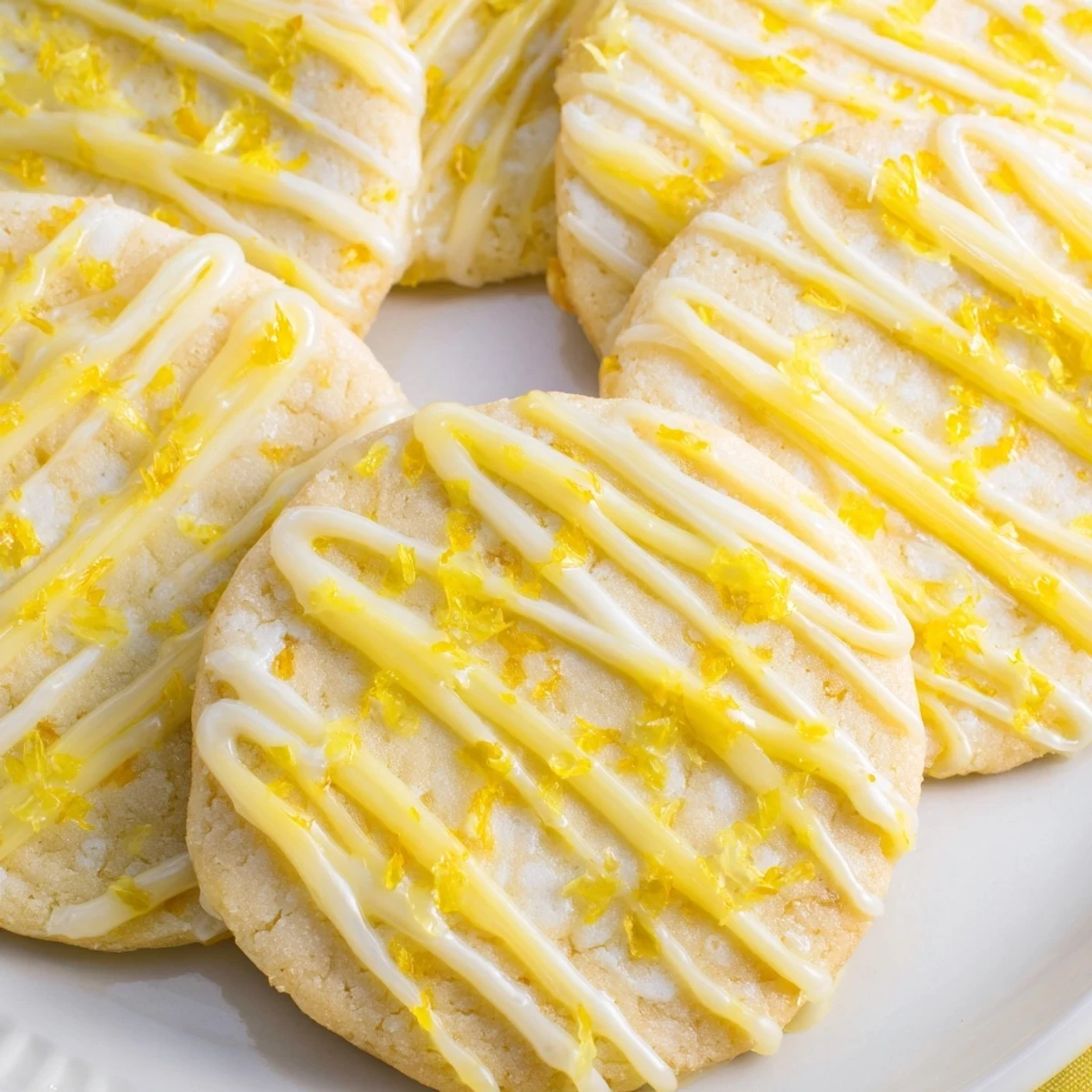 Light and airy Zesty Lemon Meltaway Cookies, drizzled with fresh lemon glaze.  