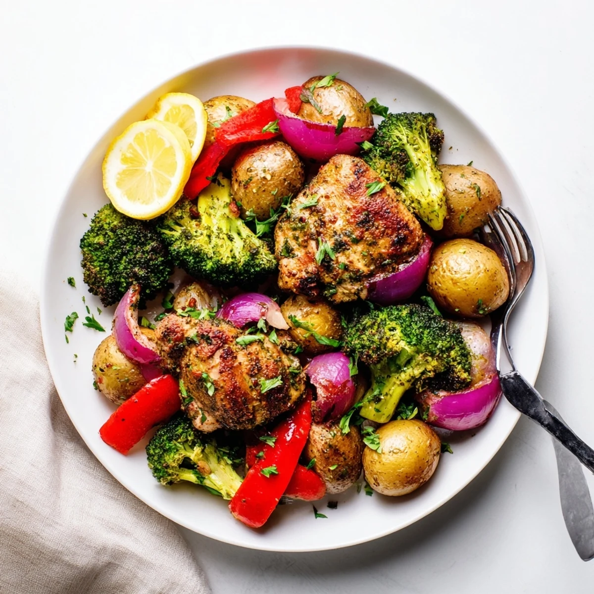 Juicy Lazy Gourmet Chicken & Vegetable One-Pot, bursting with vibrant colors and flavors.  