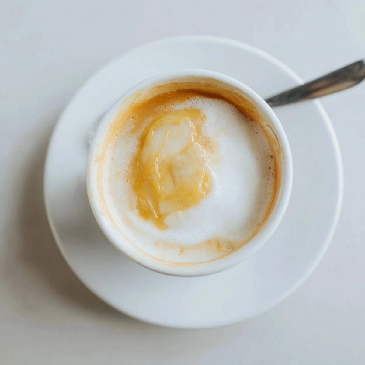 Creamy onion latte topped with frothy milk and caramelized onion delight.  