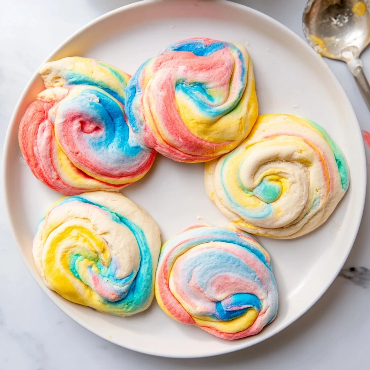 Whimsical rainbow cloud bread, a delightful gluten-free treat for breakfast gatherings.