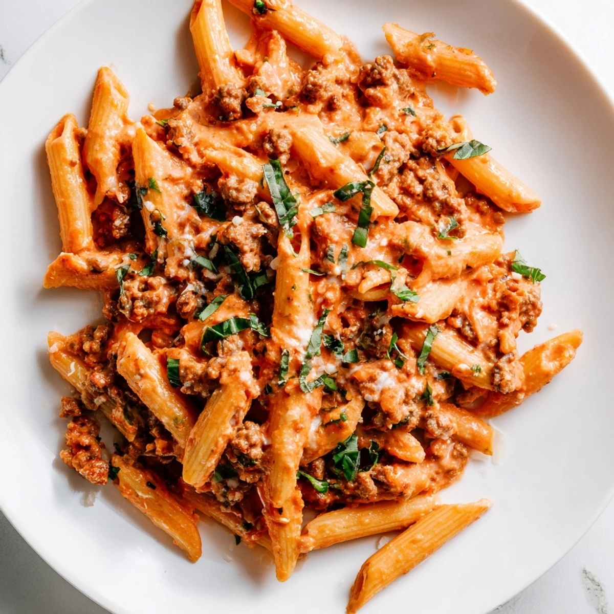 Creamy Tomato and Sausage Pasta, a comforting Italian dinner with rich flavors and perfectly cooked penne.