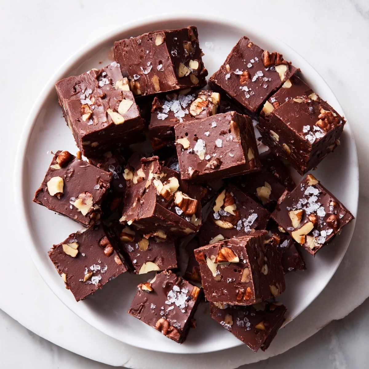 Enjoy the rich sweetness of homemade Easy Marshmallow Fudge, cut into perfect squares for a delightful treat.