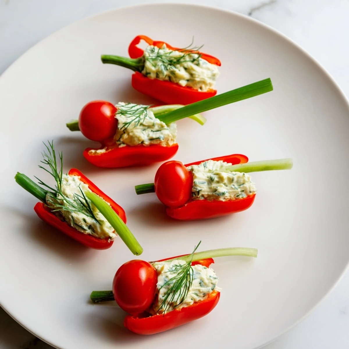 Blooming tulip veggie cups: Colorful bell pepper petals overflowing with creamy cheese and fresh veggie stems.