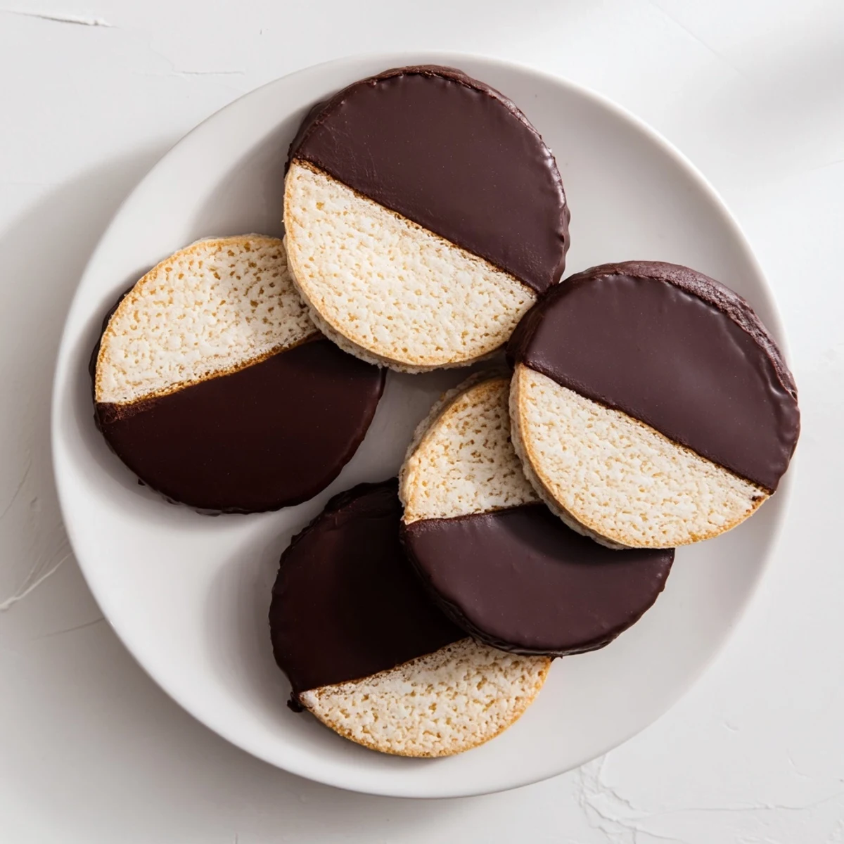 A close-up of delicious Simple Cookies: Vanilla Wafers, offering a satisfying crunch with every bite, perfectly dipped.
