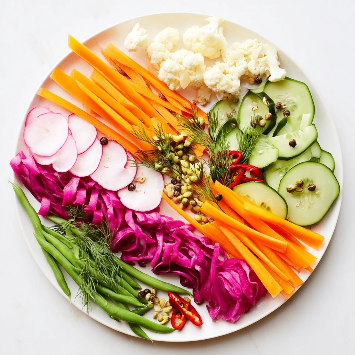 A colorful grid of The Pickled & Fermented Feast showcases vibrant vegetables, ready to serve as a side.
