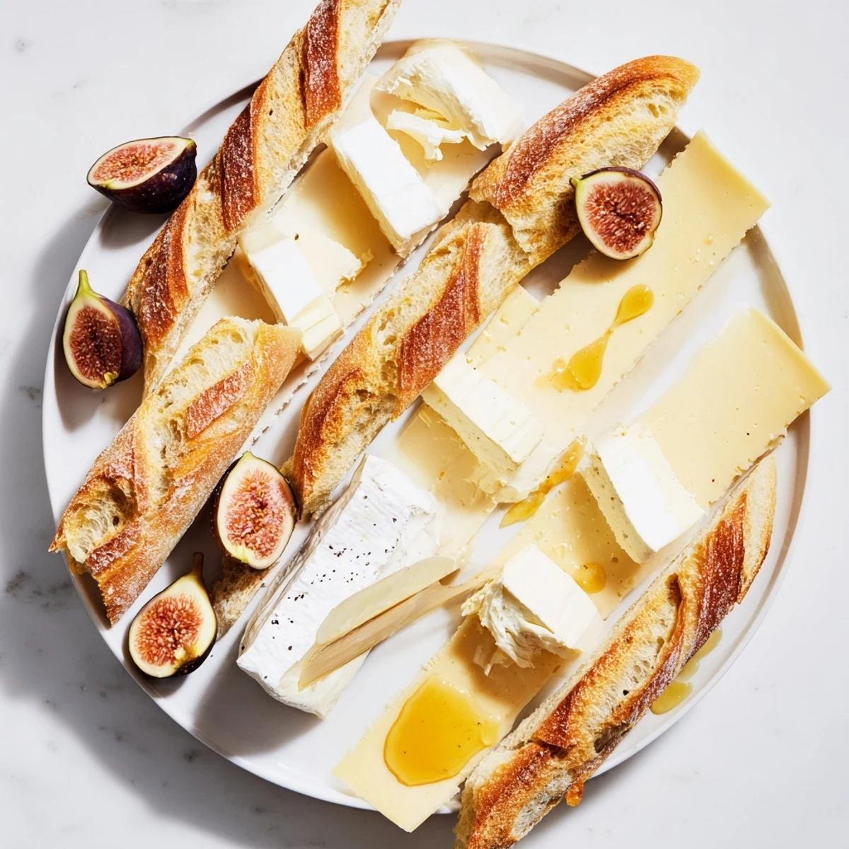 A close-up of French Bistro Elegance, featuring fresh figs and a drizzle of honey.