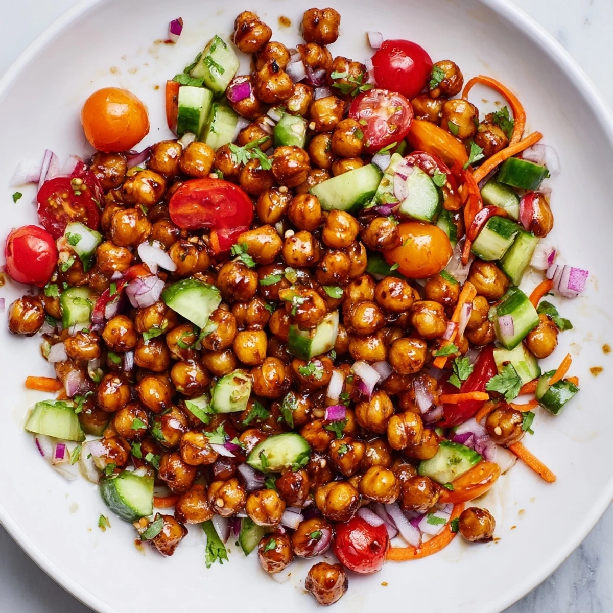 Enjoy a refreshing scoop of BBQ Chickpea Salad: perfect for a vegan lunch or a sunny picnic.