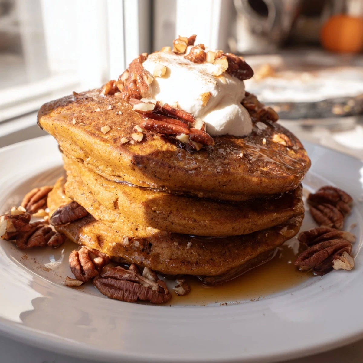 Fluffy Pumpkin Spice Pancakes