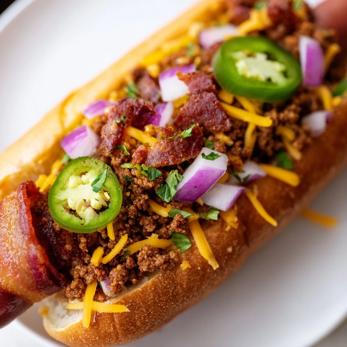 Steaming plate of Mexican Hot Dogs, a delicious Mexican-American cuisine main dish!