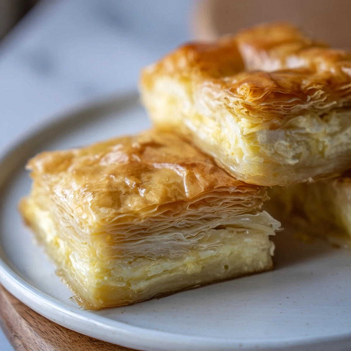Enjoy a slice of homemade Bulgarian Banitsa: a warm, flaky, and delicious pastry.