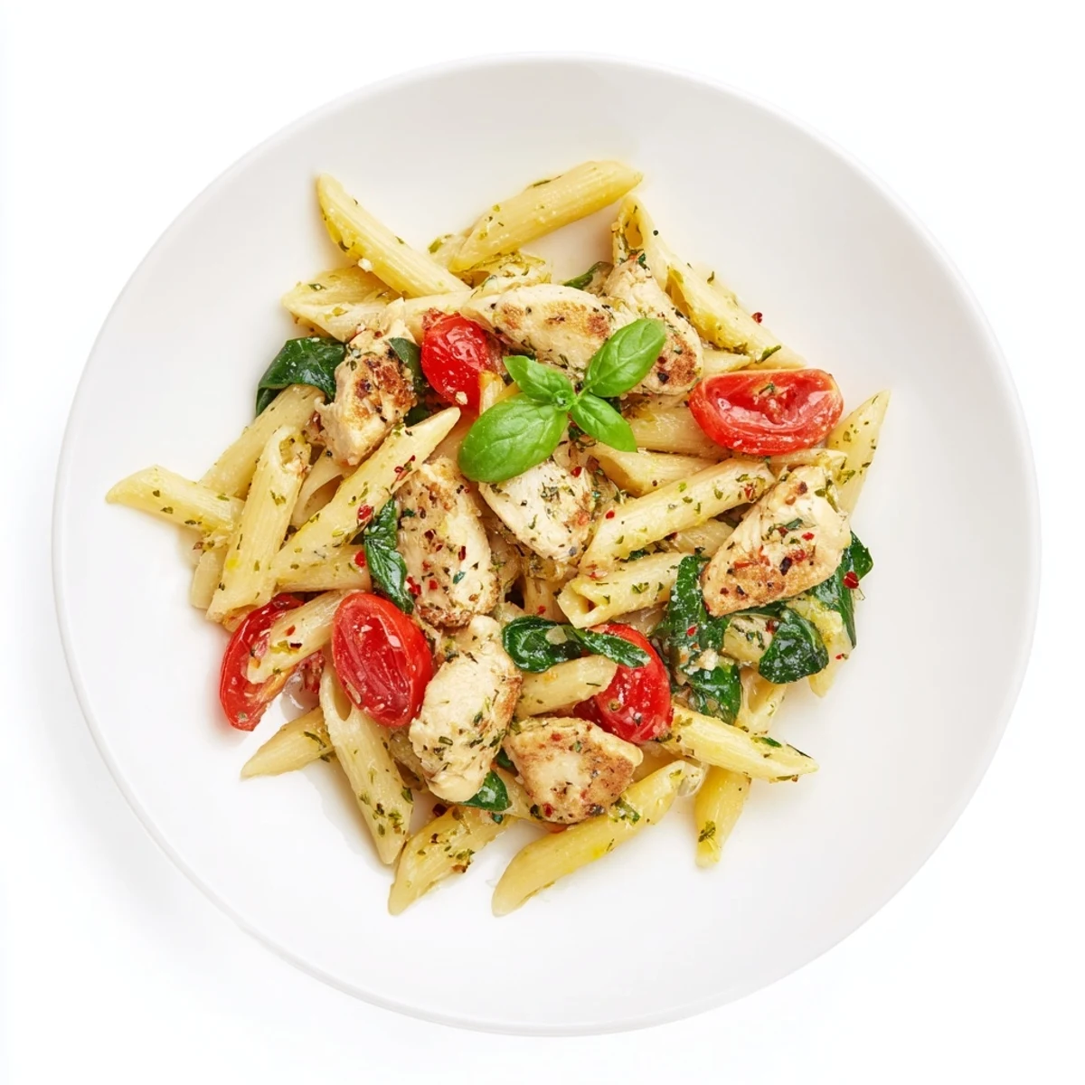 Serve this One-Pan Lemon Herb Pasta Chicken hot, garnished with extra Parmesan and fresh herbs on a weeknight.