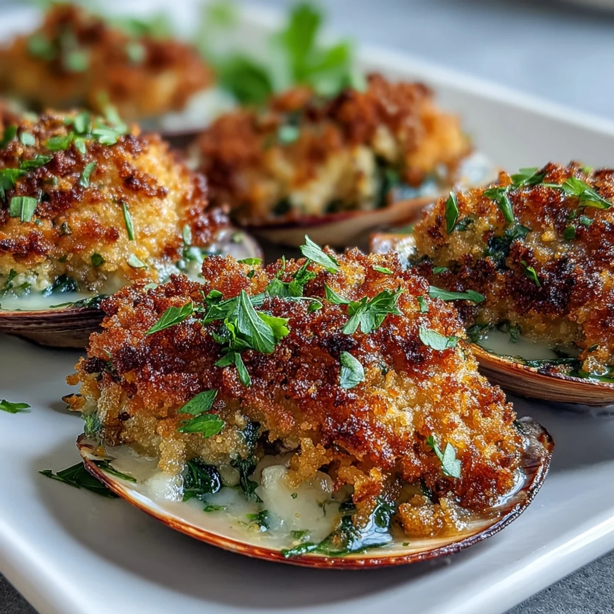 Roasted Clams With Lemony Panko bake in the oven with bubbling butter and crispy golden crumbs.