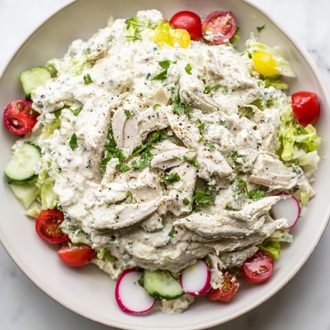 Warm Green Goddess Chicken Nacho Dip, showcasing a creamy, cheesy base and shredded chicken.