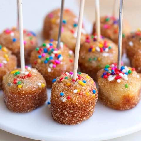 Colorful Funfetti Cinnamon Sugar Muffin Pops, perfect for lively brunches or festive parties.  