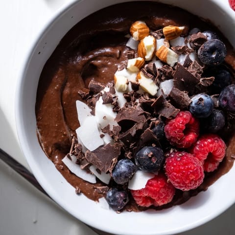 Smooth, dark Avocado Chocolate Pudding beautifully served in glass dishes, ready for a delicious, healthy treat.