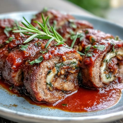 Sicilian-Style Braciole rolls seared and simmered in a rich tomato sauce, served over pasta for a hearty family dinner.