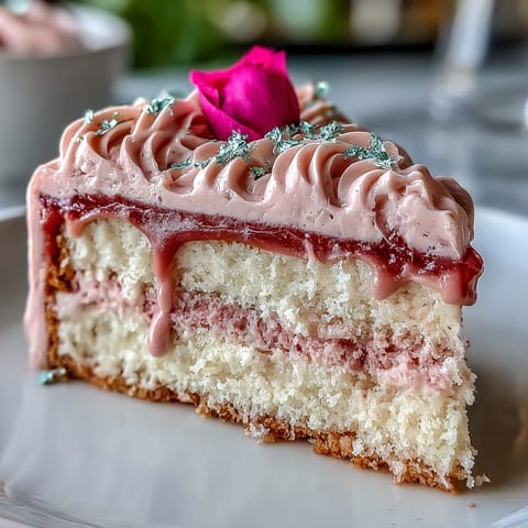 Elegant pink rosé velvet cake, perfect for celebrations, adorned with gold.