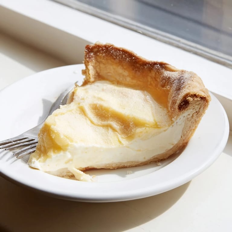 Delight in this water pie, featuring golden crust and hints of vanilla sweetness.  