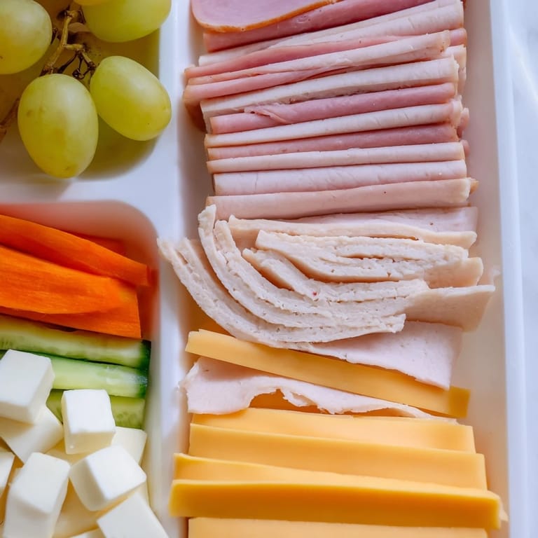 Arranged DIY Lunchables Tray shows an easy, kid-friendly snack pack with fruits and tasty additions.