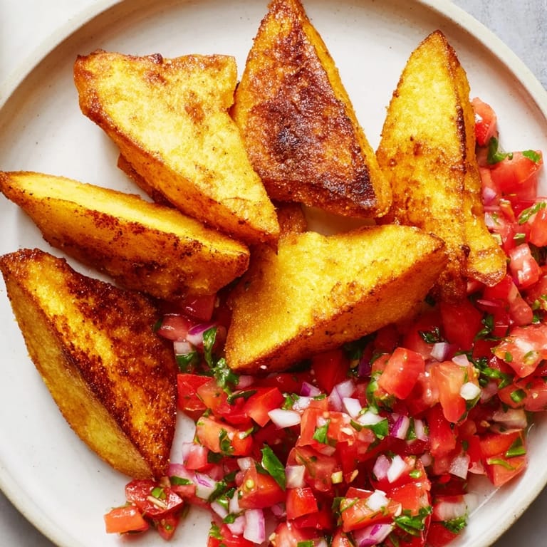 Homemade salsa brightens a plate of air-fryer tortilla chips; a simple, satisfying appetizer.