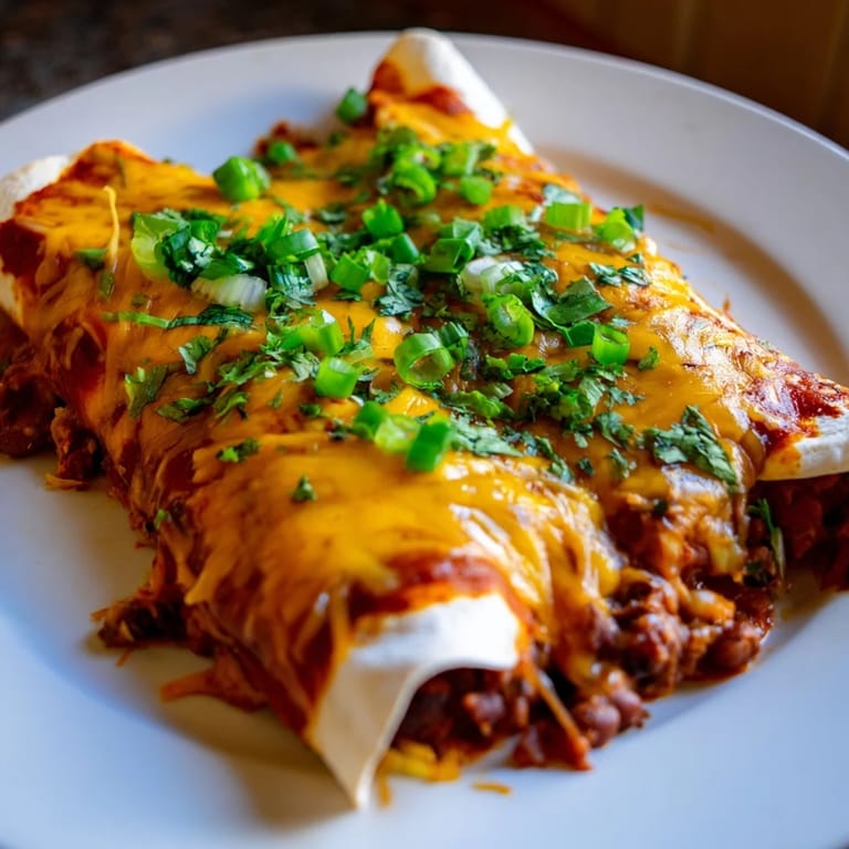 Rich, saucy Cheesy Bean Enchiladas, baked to perfection with melted cheese, offer a satisfying meal.