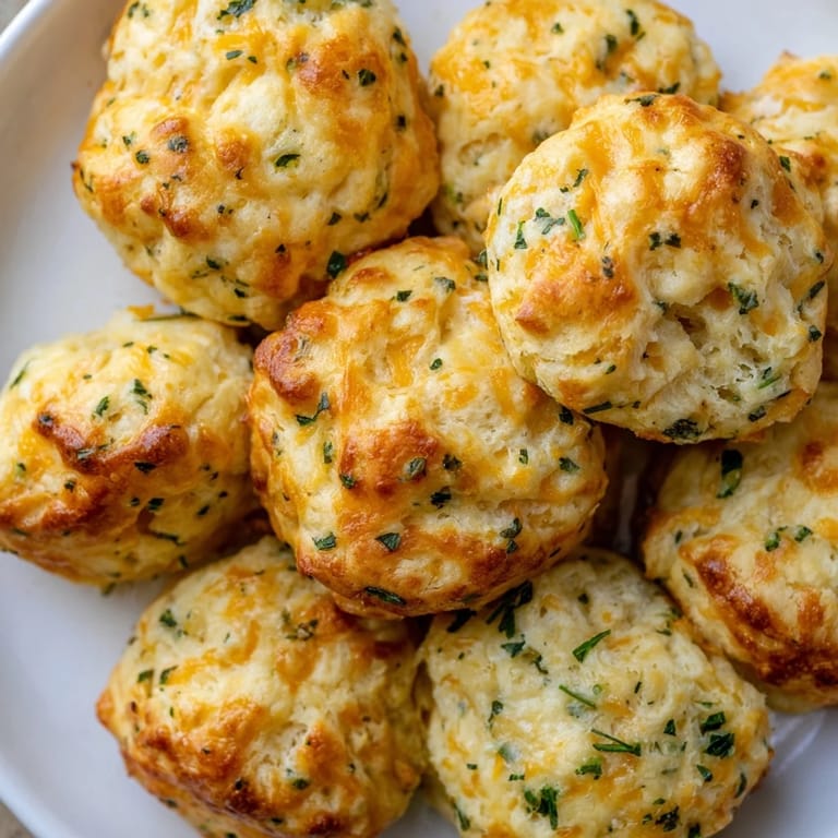 Perfectly baked, cheesy mini Cheddar Bay Biscuit Pull-Aparts, ready to pull apart and enjoy hot.