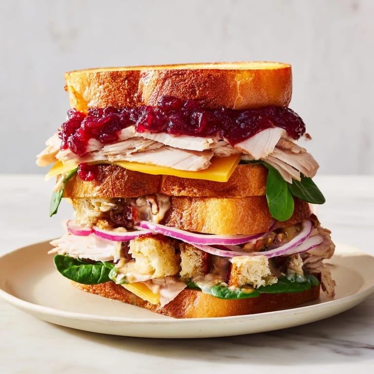 Warm, melty cheddar complements turkey nestled in this Budget Christmas Sandwich on Brioche, a holiday flavor explosion.