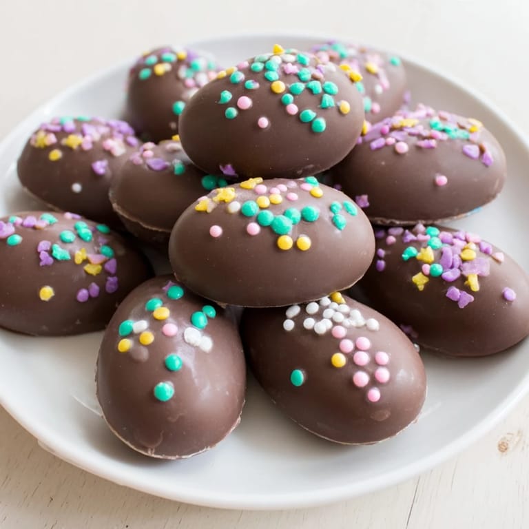 Close-up of glazed Easter candy: vibrantly decorated egg shapes ready for enjoyment.