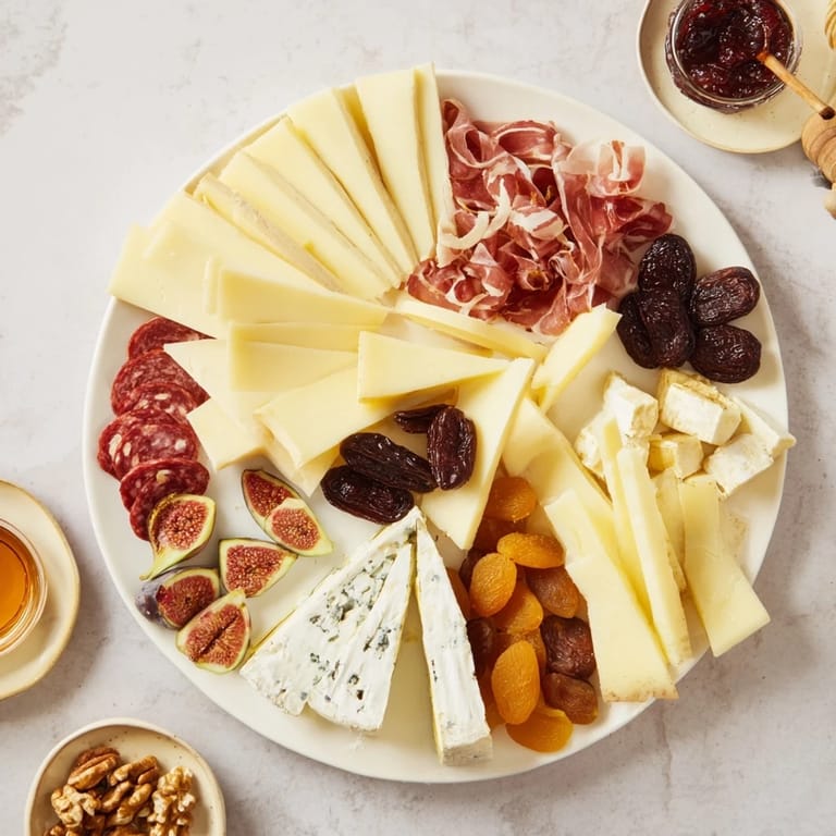 Delectable Plateau des Rois Mages Gourmand features assorted cheeses and charcuterie alongside dried fruits and nuts.