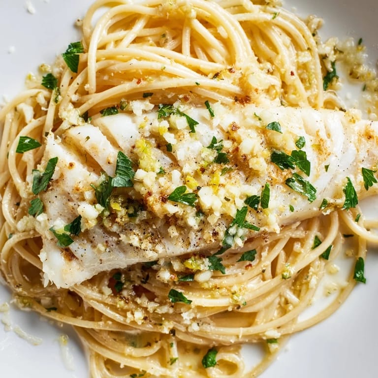 Lemon Bass Pasta features tender seafood and vibrant herbs in a bright, Italian-inspired presentation.  
