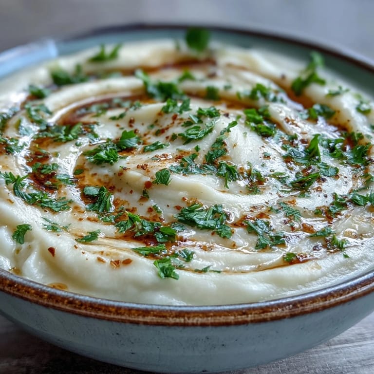 Rich White Bean and Parmesan Soup ladled into a rustic ceramic bowl, garnished with a drizzle of olive oil.