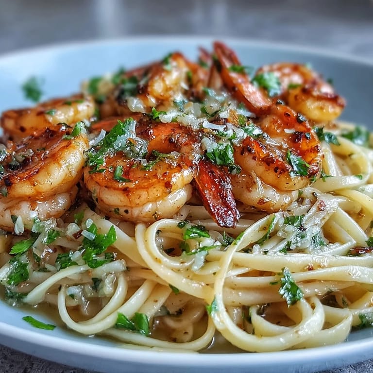 Tender shrimp and al dente linguine in Shrimp Scampi With Linguine are served with crusty bread.