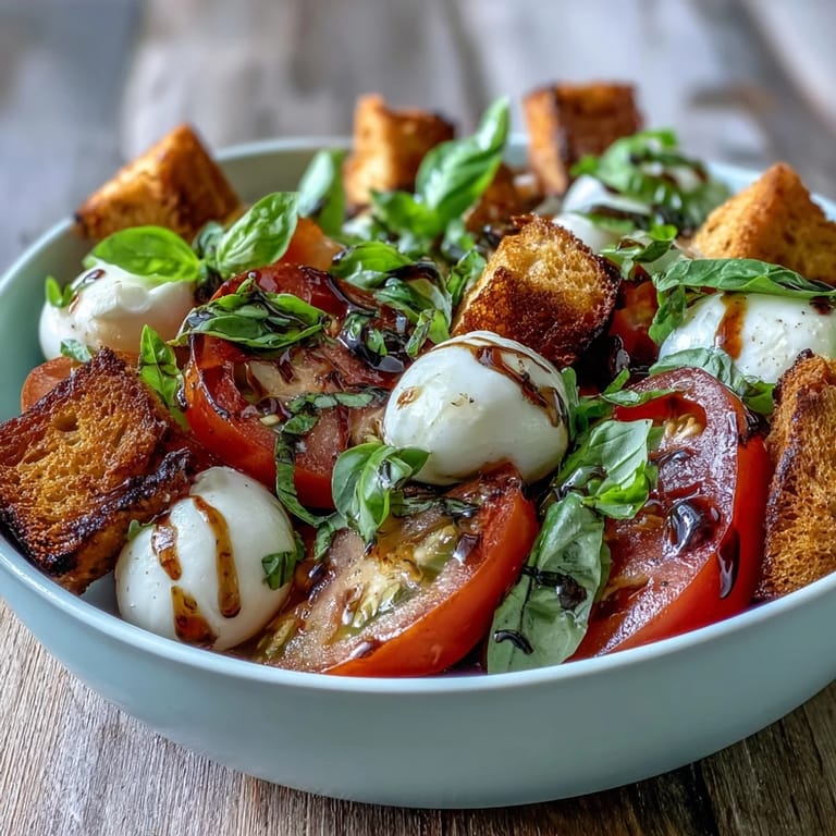 Fresh mozzarella and juicy tomatoes are layered in a bowl, drizzled with balsamic and olive oil in this vibrant Caprese Salad Bowl.