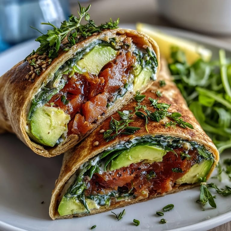 Protein-packed tuna avocado wraps with baby spinach, perfect for quick lunches or healthy on-the-go meals.