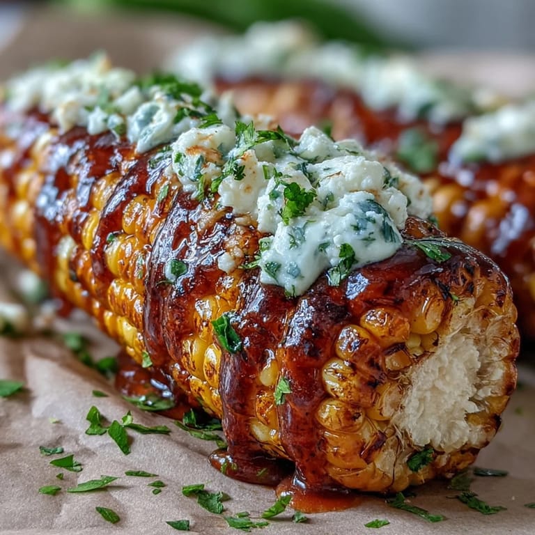 Sweet summer corn in foil packets, generously coated with savory herb butter and lightly charred.