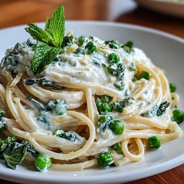 Gourmet Lemon Ricotta Pasta, a delightful Italian dish featuring zesty lemon, fresh mint, and sweet peas.
